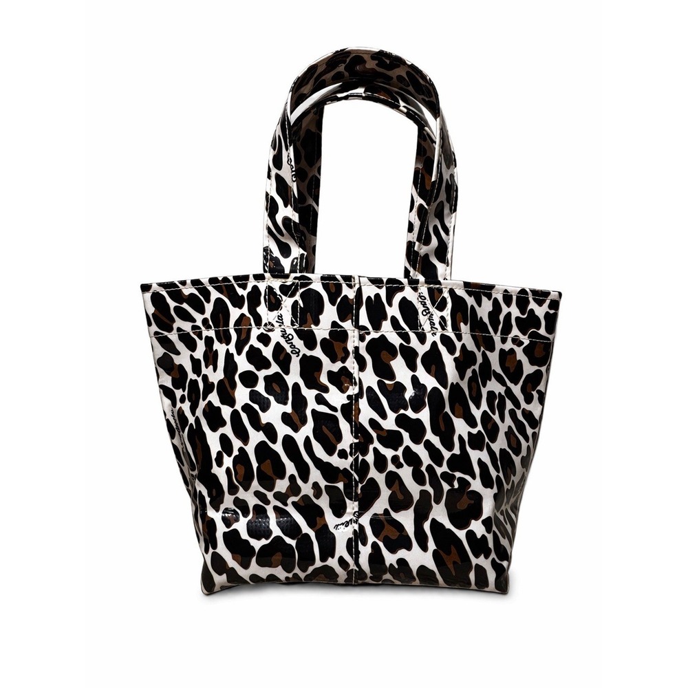 Consuela Wedge Mini Leopard Tote Bag Coated Canvas Top Handle Small Shopper Bag - Picture 2 of 8